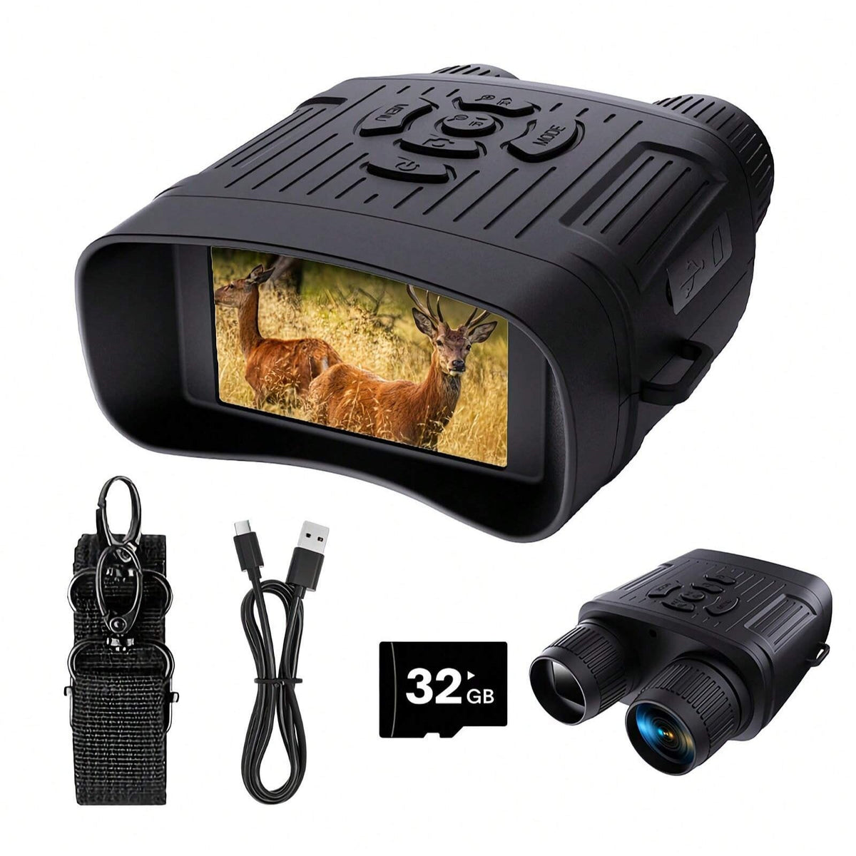 Night Vision Binoculars - Digital Infrared Goggles with 32GB Memory & Rechargeable Battery