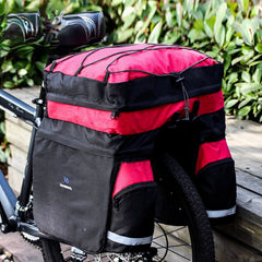 60L Bicycle Bag Black Blue Red Double Bicycle Rear Seat Rack Trunk Bag with rain cover Handbag Pannier Bike accessories