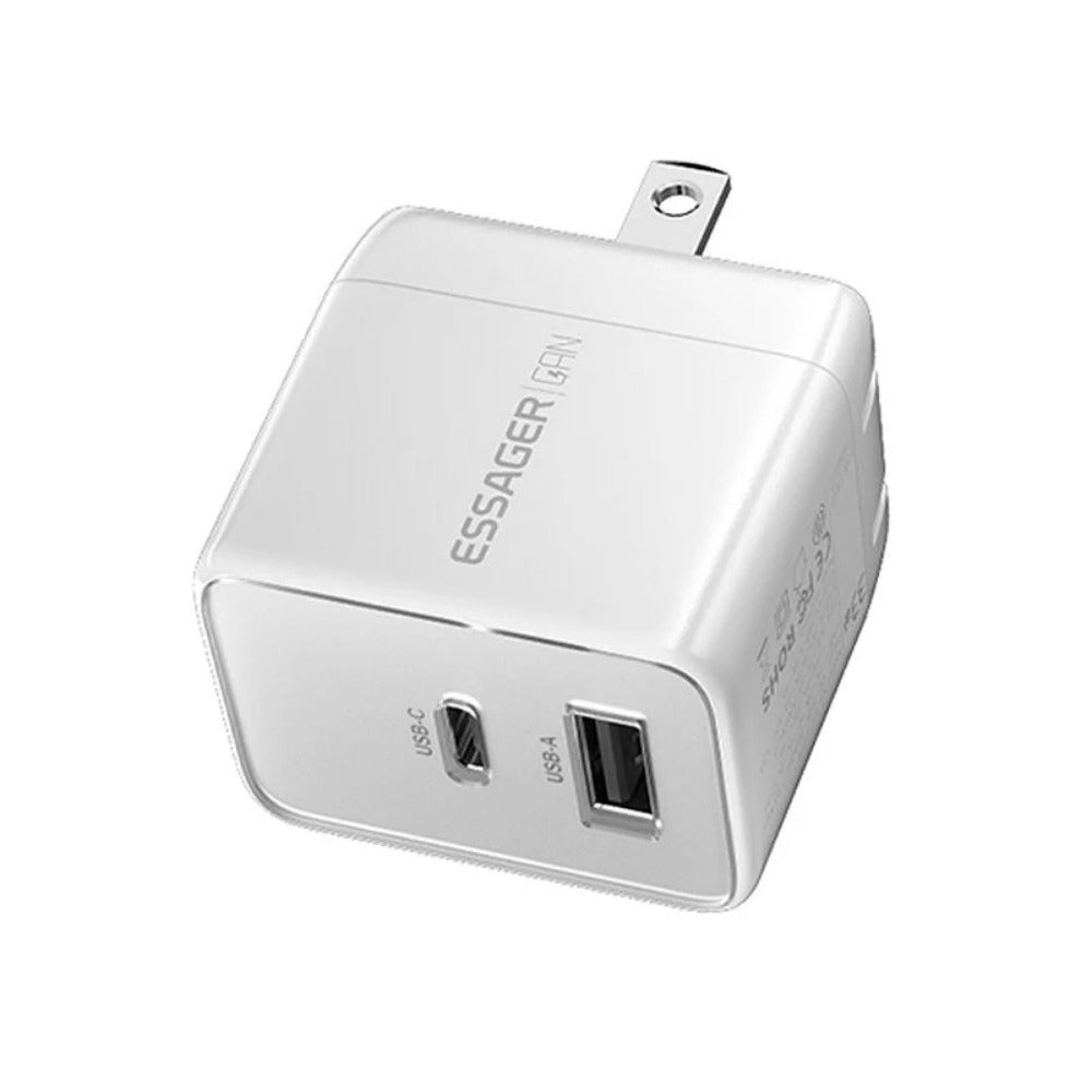 33W GaN USB PD Charger, Dual Port USB-A/USB-C, Fast Charging for iPhone, Hui, Xiaomi, Oppo