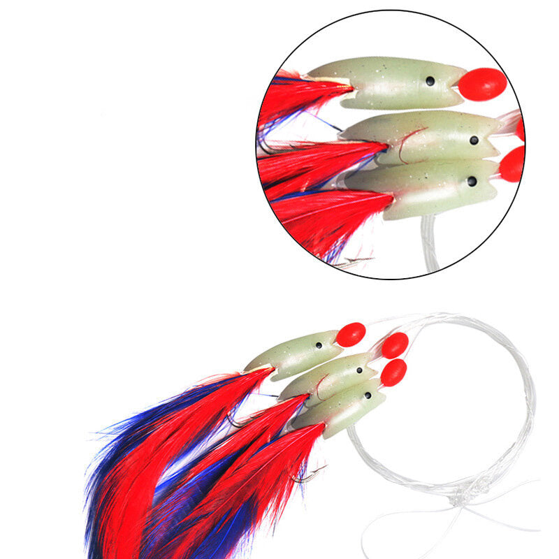 1 pc Soft Fishing Lures 3cm 4g Luminous Fishing Baits with Feather Tail Outdoor Fishing Tools