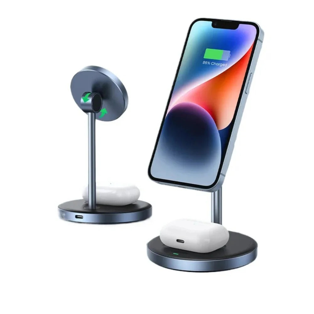 20W Magnetic Wireless Charger Stand 2-in-1 for iPhone 15/14/13 Pro Max & AirPods