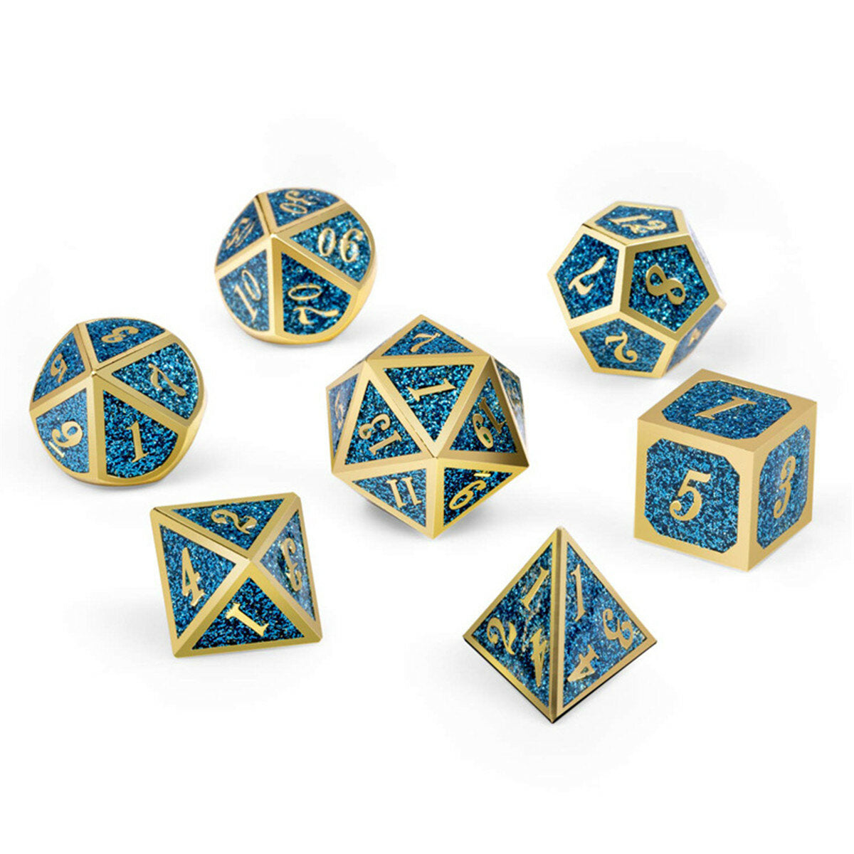 7pcs Polyhedral Dice Zinc Alloy Dice Set Heavy Duty Dices For Role Playing Game Dice Set