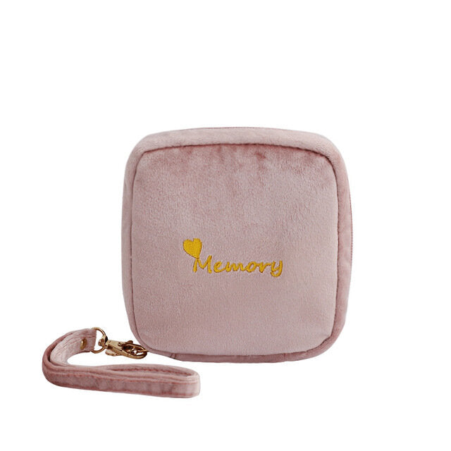 Fashion Portable Velvet Cosmetic Bag Multi-function Makeup Bags Waterproof Mini Women Sanitary Bag