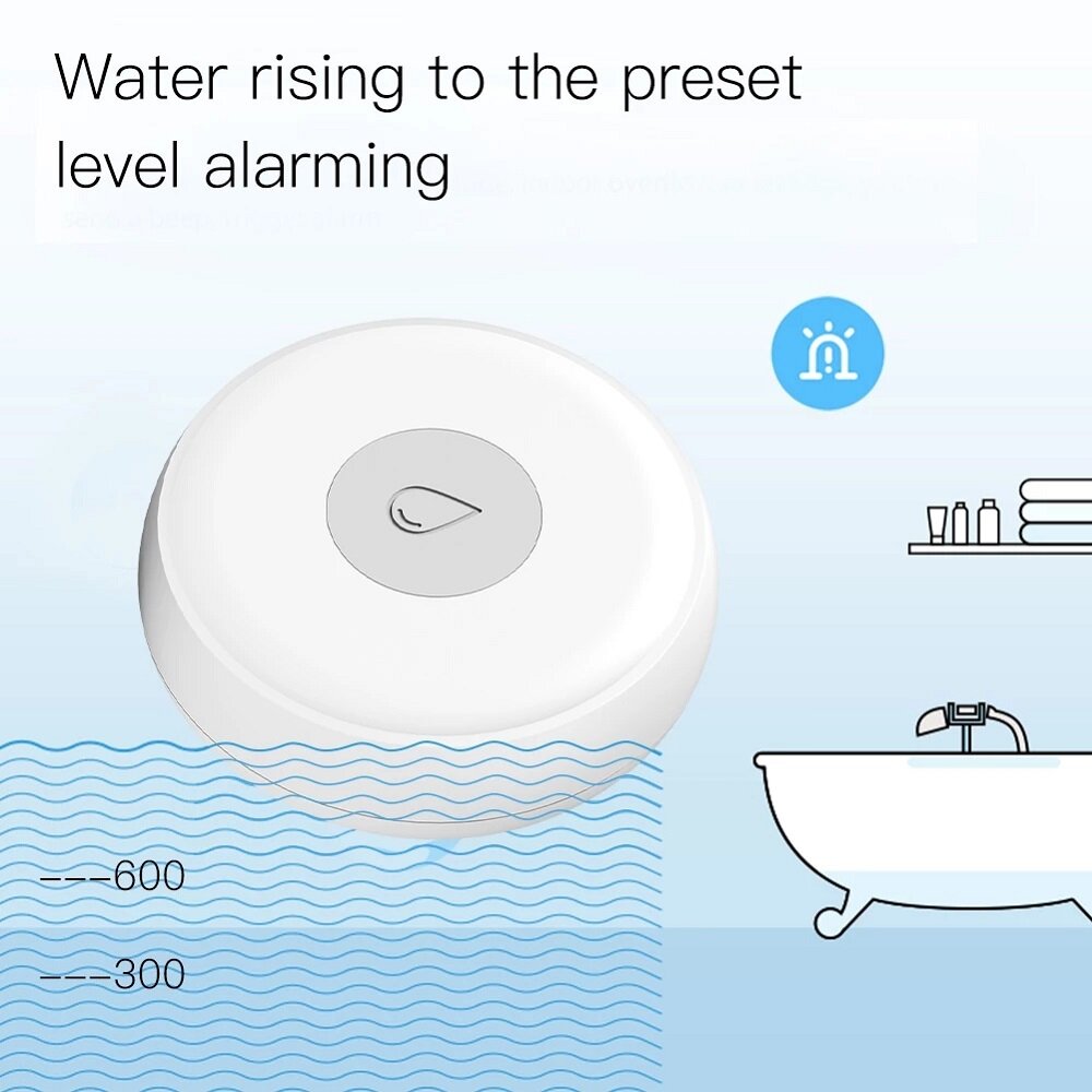 Smart Flood Sensor Water Leakage Detector Flood Overflow Alert Security Alarm System Tuya/Smart Life App Remote Control