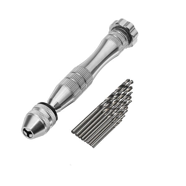 0.6-3.0mm Mini Hand Drill With 10pcs 0.8-3mm Twist Drill Bits Set Wood Bodhi Plastic Drilling Tool