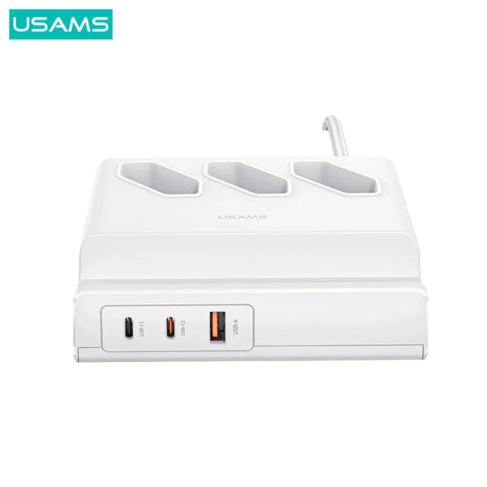 6-in-1 USB Power Strip: 65W PD Charger, 3 AC Outlets, Dual USB-C, QC3.0