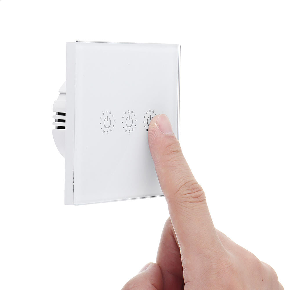 EU 433Mhz 3 Gang Smart WIFI Light Switch Interruptor Touch Wall Power Switch App Remote Control Intellegent Switch Work With Alexa Google Home