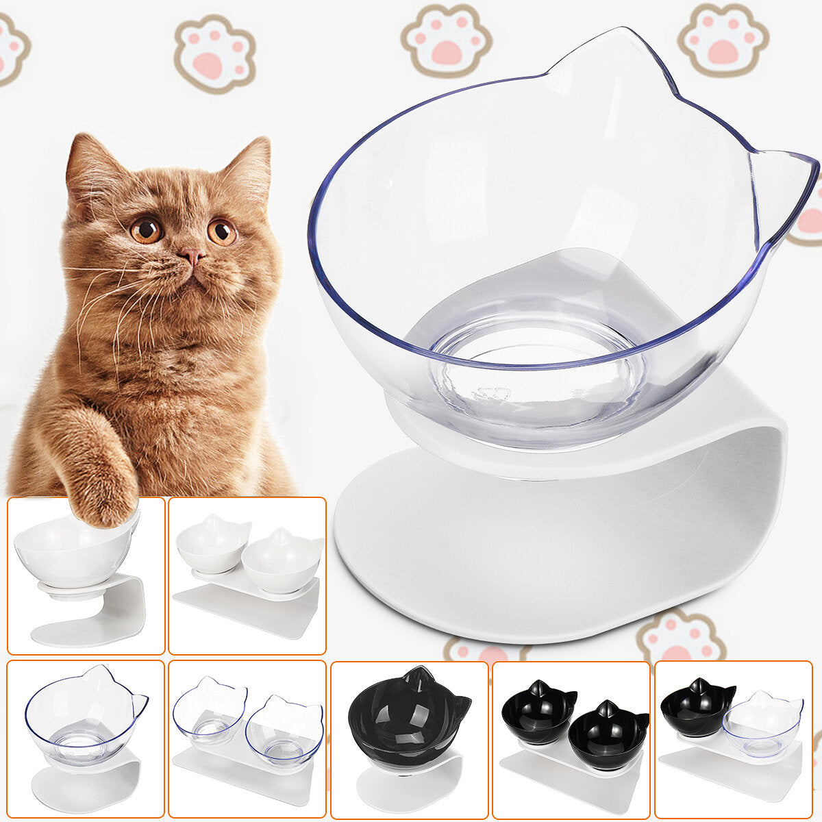 Double Dog Cat Bowls Food Water Station Automatic Pet Supplies Feeder Water Dispenser