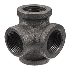 1/2" 3/4" 1" 4 Way Pipe Fitting Malleable Iron Black Side Outlet Tee Female Tube Connector