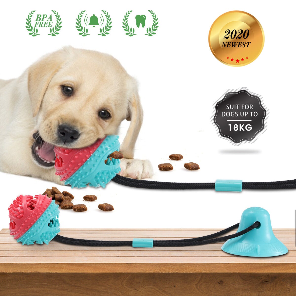 Dog Toy with Suction Cup Multi-functional Pet Toy Dog Molar with Suction Cup Chewing Rope Ball Toy Dog Toothbrush Toy Chew