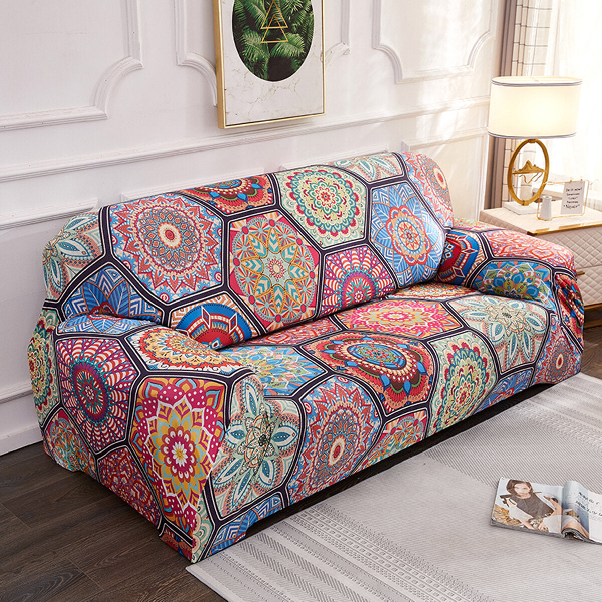 1/2/3/4 Seaters Elastic Sofa Cover Bohemian Digital Printing Chair Seat Protector Stretch Couch Slipcover Home Office Furniture Accessories Decorations