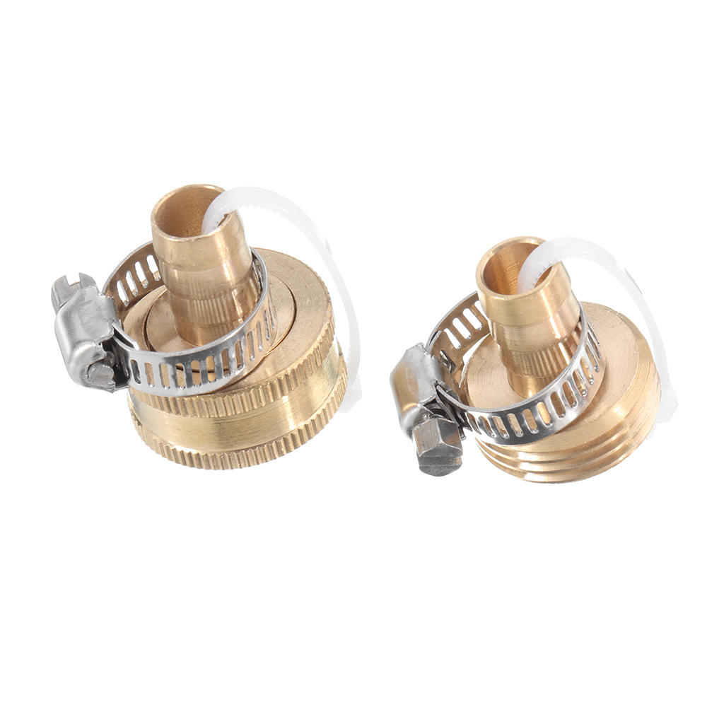 1/2 '' NPT Brass Male Female Connector Garden Hose Repair Quick Connect Water Pipe Fittings Car Wash Adapter w/ Adjustable Ear Hose Clamp Clip