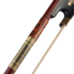 4/4 Violin Bow Pernambuco Stick W/ Ebony Frog Snake Skin Grip White Horsehair Violin Parts Accessories