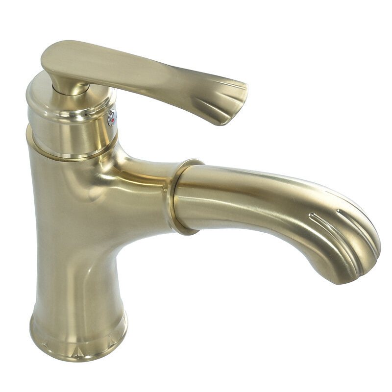 Copper Bathroom Basin Faucet Pull Out Spring Sprayer Tap Hot and Cold Water Single Hole Deck Mount Mixer