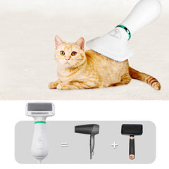 2 in 1 Pet Grooming Hair Dryer Blower with Slicker Slicker Brush Adjustable Temperature Low Noise for Cat Dog Pet Grooming Tool