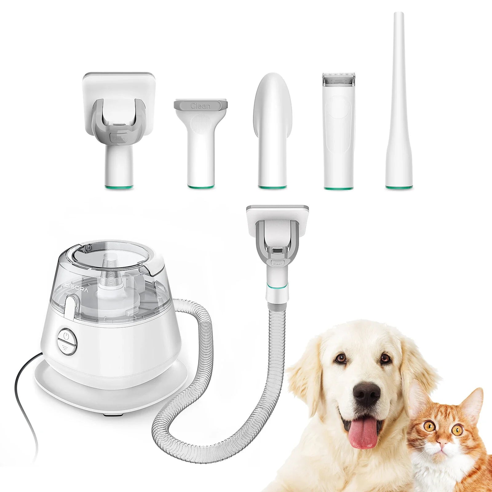 Pet Hair Trimmer & Vacuum for Dogs/Cats, 10KPa Suction, 1.2L Dust Box, Low Noise Clippers