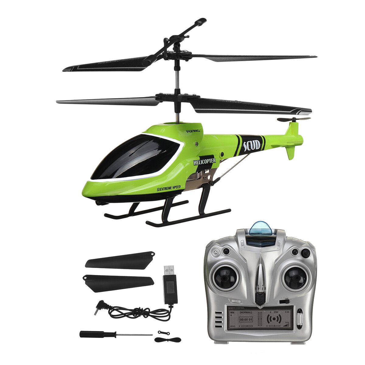 2.4G 4CH Coaxial Double-blade Altitude Hold Fall Resistant Automatic Power-off Protection USB Charging Electric Light Alloy Helicopter RTF