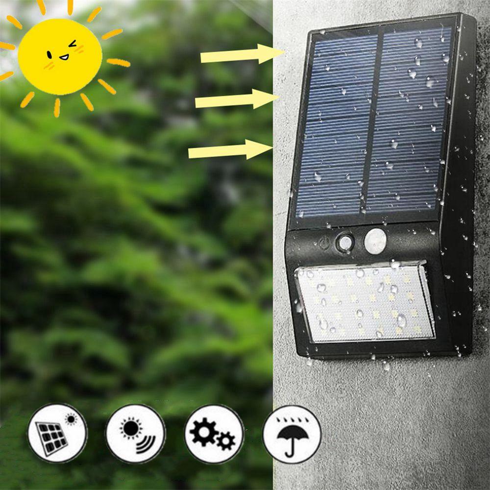 Waterproof IP65 PIR Sensor 24 LED Solar Light White/Black Shade White Light Wall Lamp Outdoor Genden