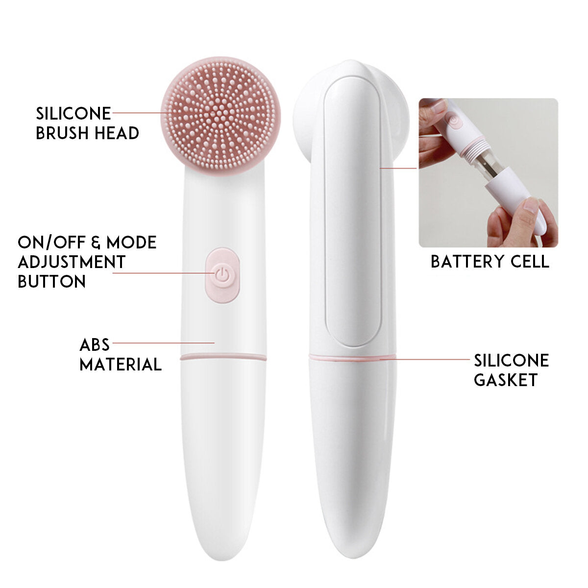 Facial Electric 2-In-1 Wash Brush Silicone Waterproof Face Machine Deep Cleaning Pore