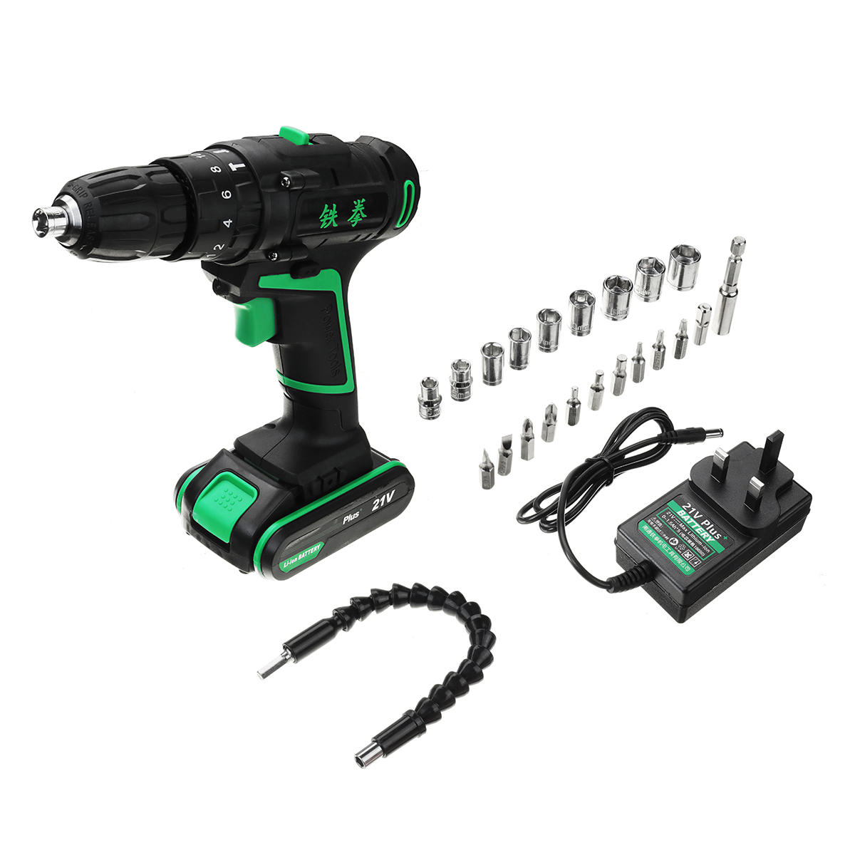 21V 1500mAh Li-ion Battery Cordless Electric Hammer Power Drill 2 Speed Power Screwdriver