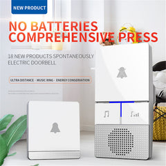 Wireless DoorBell 1 button 1 Receiver 110DB Sound Self Powered Waterproof Wireless DoorBell
