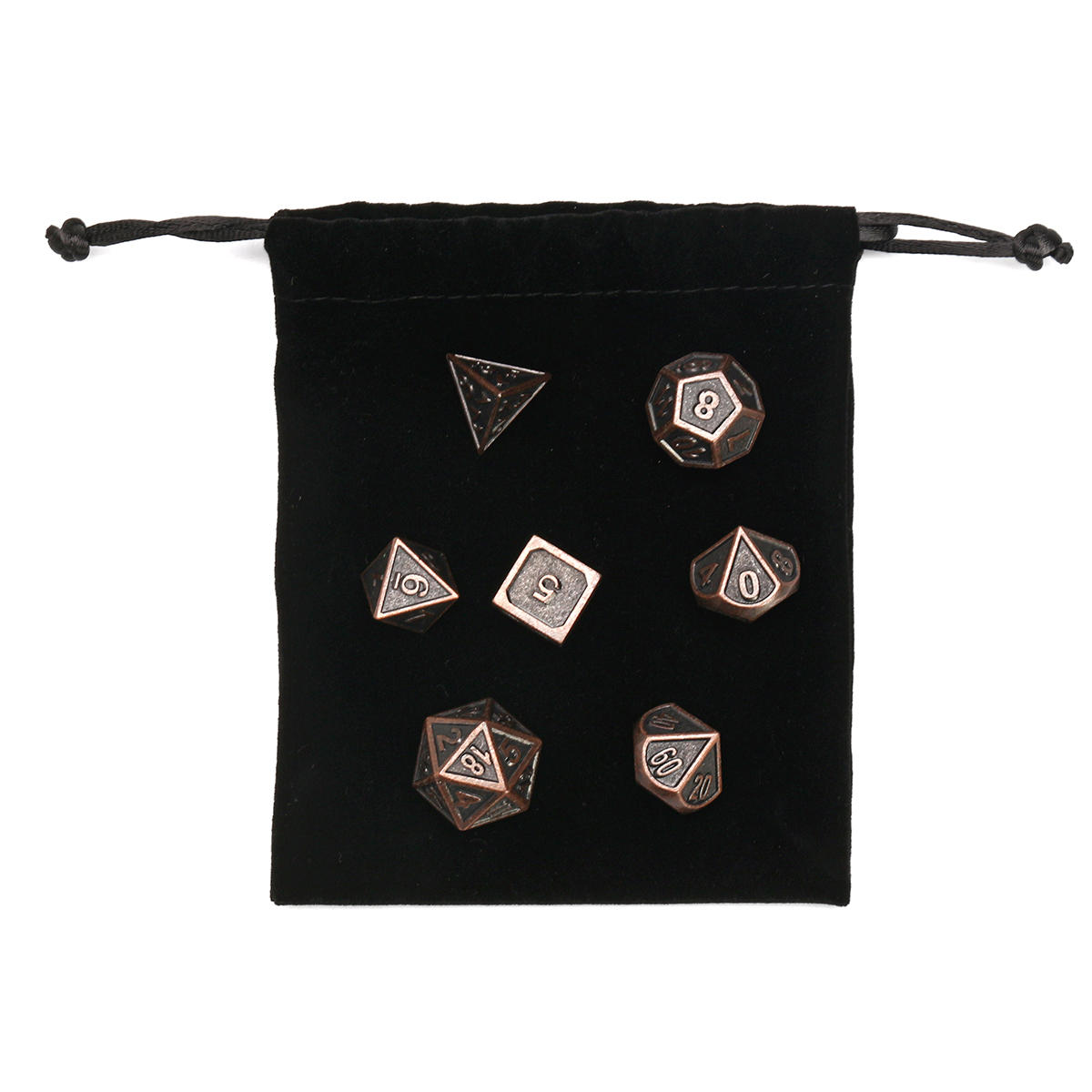 ECUBEE Solid Metal Polyhedral Dice Antique Color Role Playing RPG Gadget 7 Dice Set With Bag