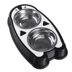 Pet Food Double Bowl Dog Cat Wate Stainless Steel Dish Puppy Feeder Set Pet Bowl