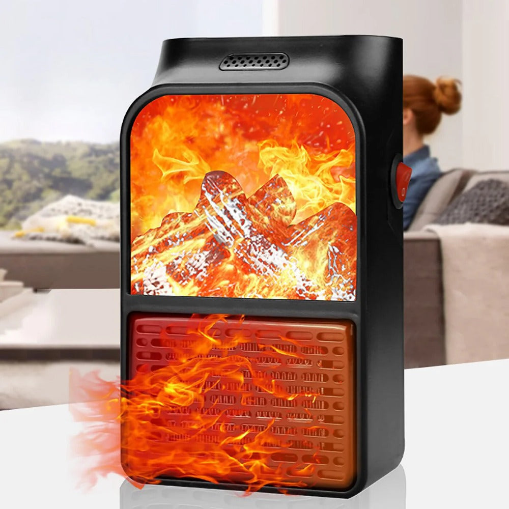 3D Flame 500W Wall-Mount Electric Fireplace Heater with Remote Control