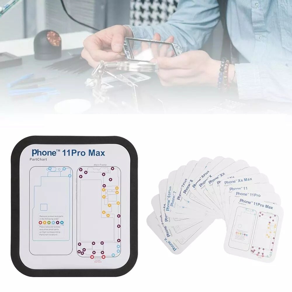 15 in 1 Guide Magnetic Screw Memory Mat Figure Positioning Pad for iPhone 8 / 8P X / XS / XS MAX / XRR / 11/11 PRO / 11 PRO MAX