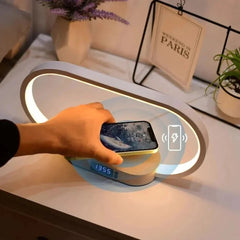 Wireless Wooden Charger with USB Port & Touch Night Light Lamp