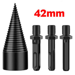 4Pcs 32/42mm Round/Square/Hexagonal Shank Firewood Drill Bit Splitter Wood Split Cone Drill Bit For Tree Cutting