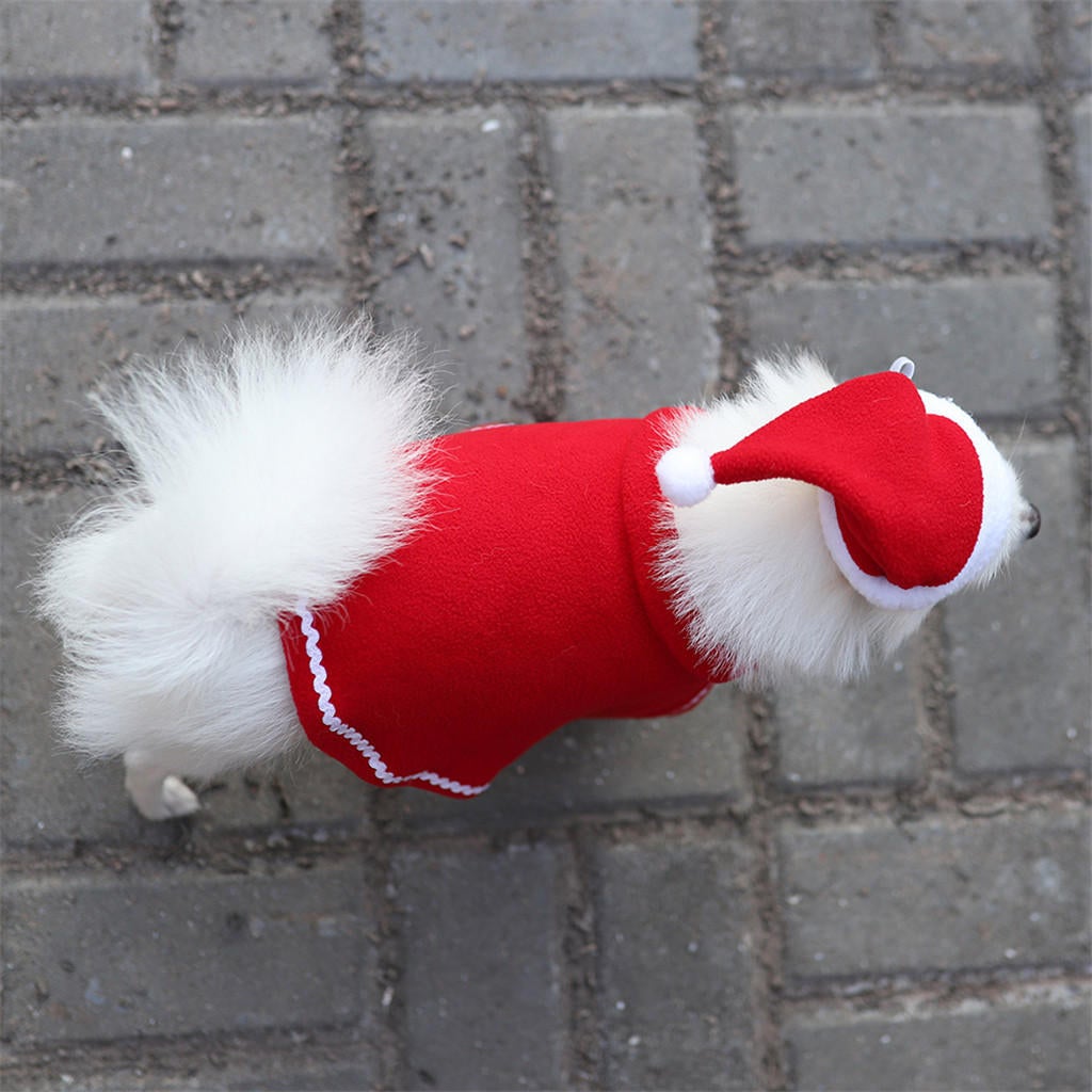 Pet Christmas Dress Pet Dog Cat Winter Warm Hat Cloak Costume Set Clothing Christmas Decorations For Home Santa Claus Pet Vest