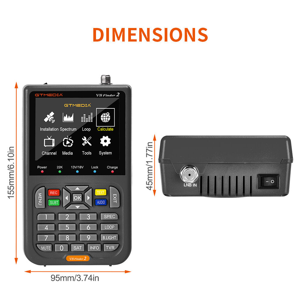 Handheld Satellite Meter 3.5 Inch High Definition LCD Screen DVB-S/S2 MPEG-2/4 H.264(8 Bit) Satellite Finders