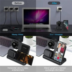 3-in-1 Wireless Charger Stand for Samsung Galaxy S23/S22/S21/S20/Note/Watch/Buds 15W Fast Charging Dock