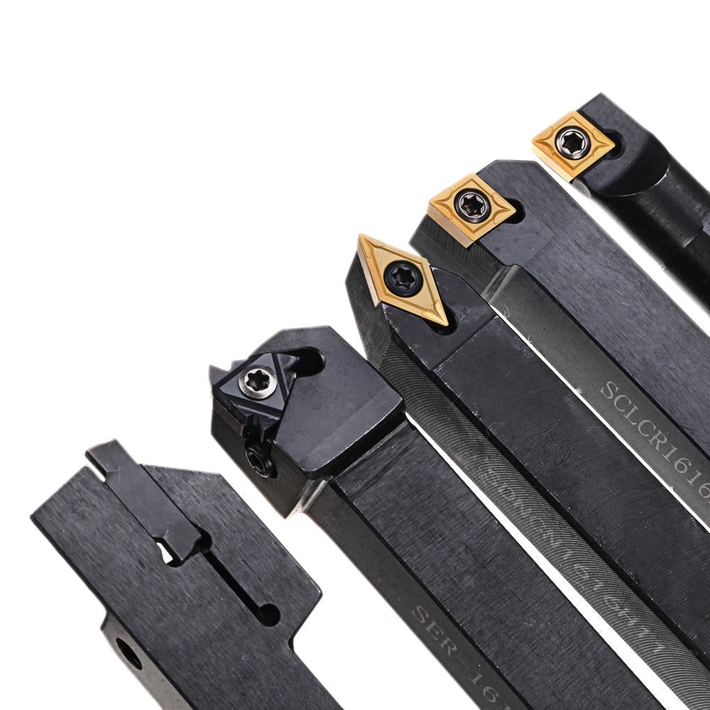 5pcs 16mm Shank Lathe Turning Tool Holder Boring Bar CNC Tools Set with Carbide Inserts and Wrenches