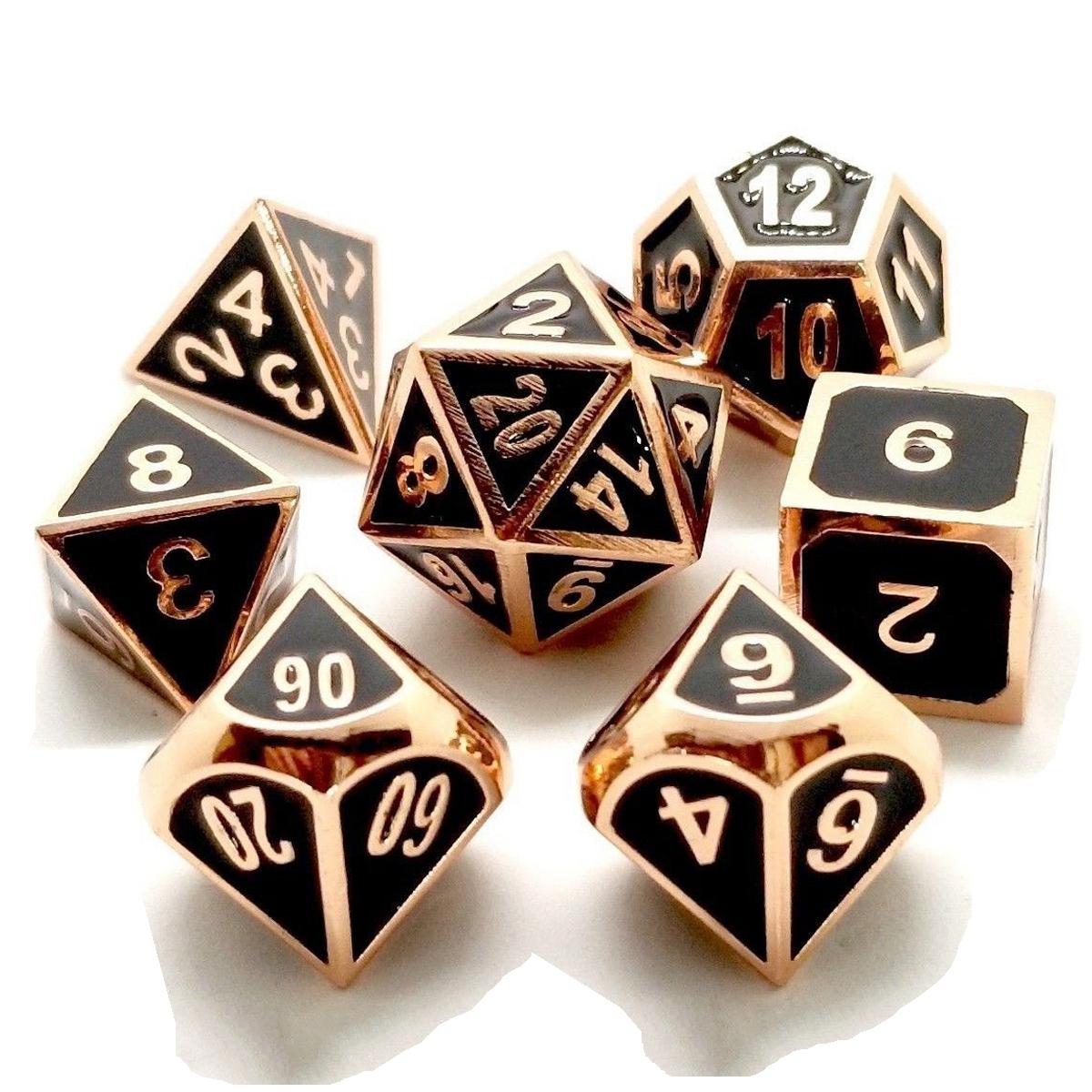 ECUBEE Solid Metal Polyhedral Dice Role Playing RPG 7 Dice Set With Bag Multisided Dice Set