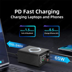 110W 4-Port USB PD Charger, 2USB-A+2USB-C, Fast Wireless Charging Station, EU Plug, for iPhone, Hui, Samsung, Xiaomi