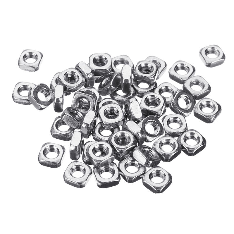 M3SN4 M3 304 Stainless Steel Square Nut Machine Screw Nuts 50Pcs