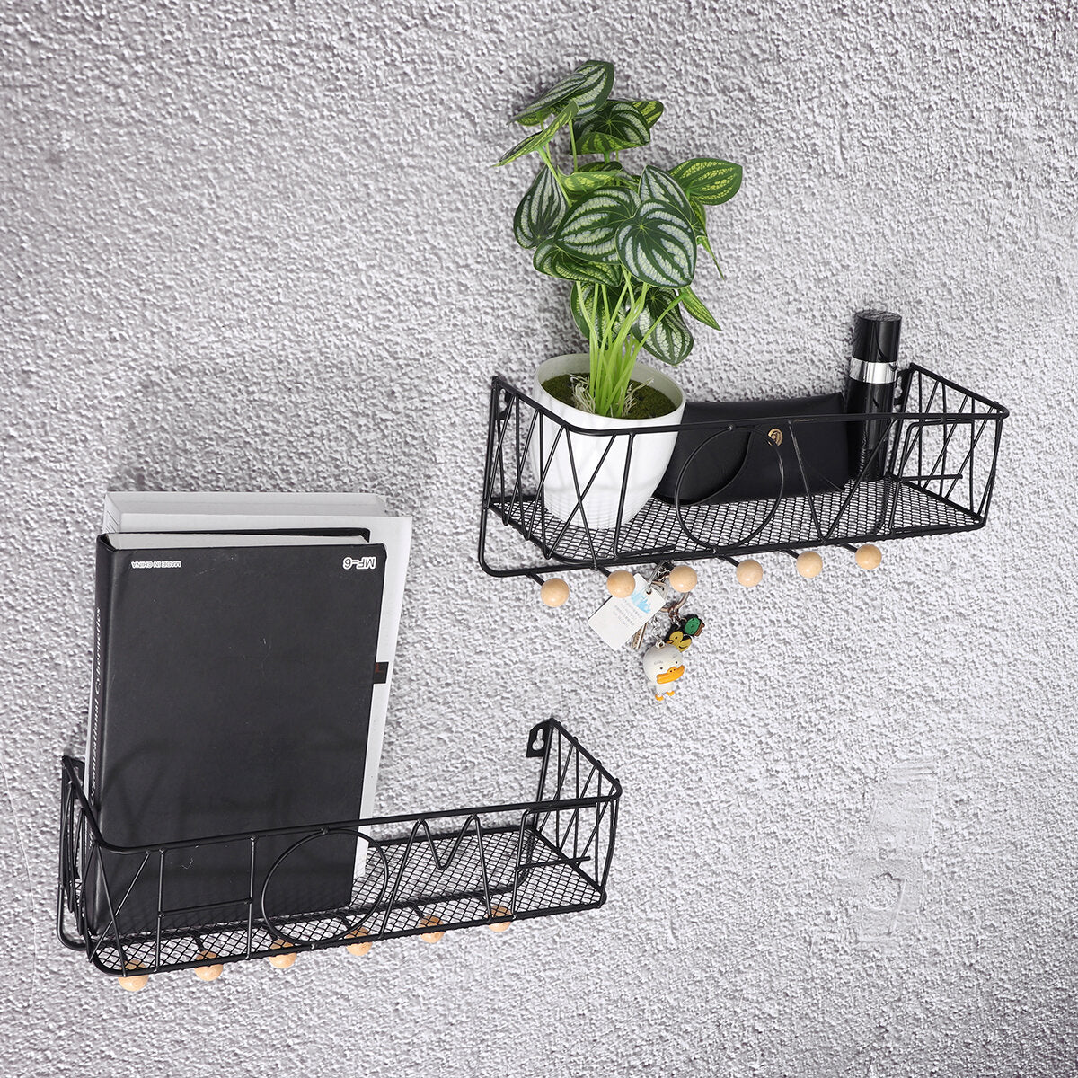 Iron Wall Mounting Shelf Hook Storage Rack Hanging Ledge Holder Home Decoration