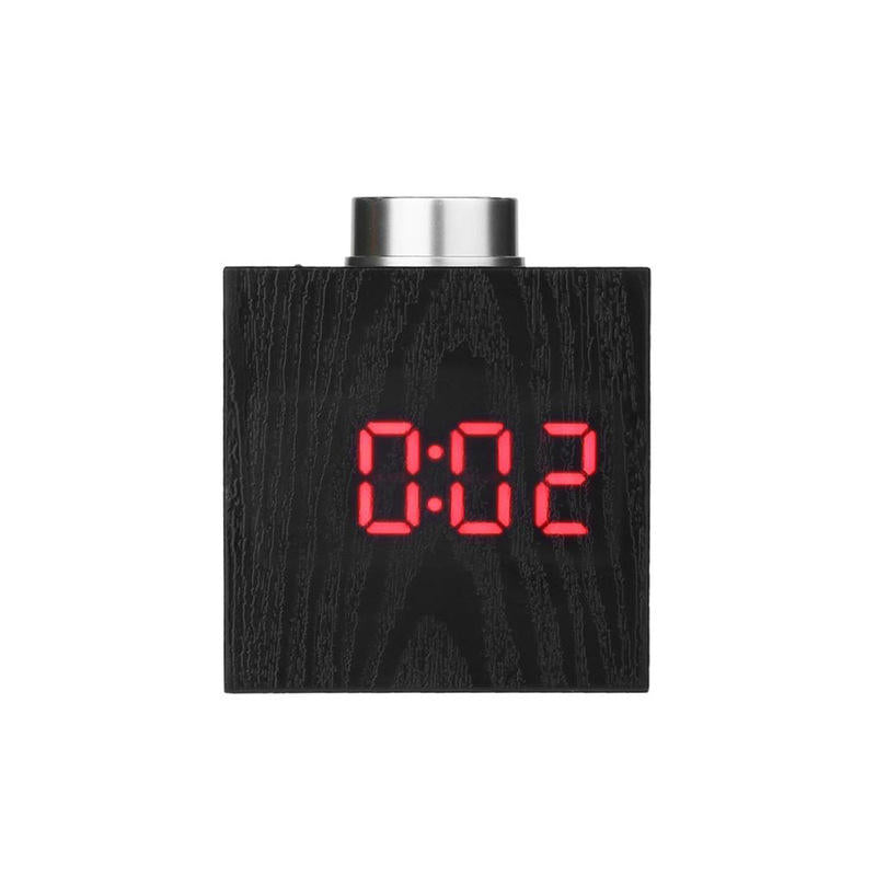 Wooden Grain LED Knob Digital Electronic Creative Thermometer Hygrometer USB Charging Temperature and Humidity Measure