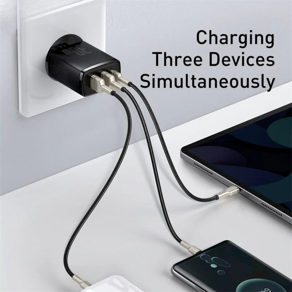 30W 3-Port USB PD Charger, Fast Charging Adapter for iPhone, Hui, Samsung, Xiaomi