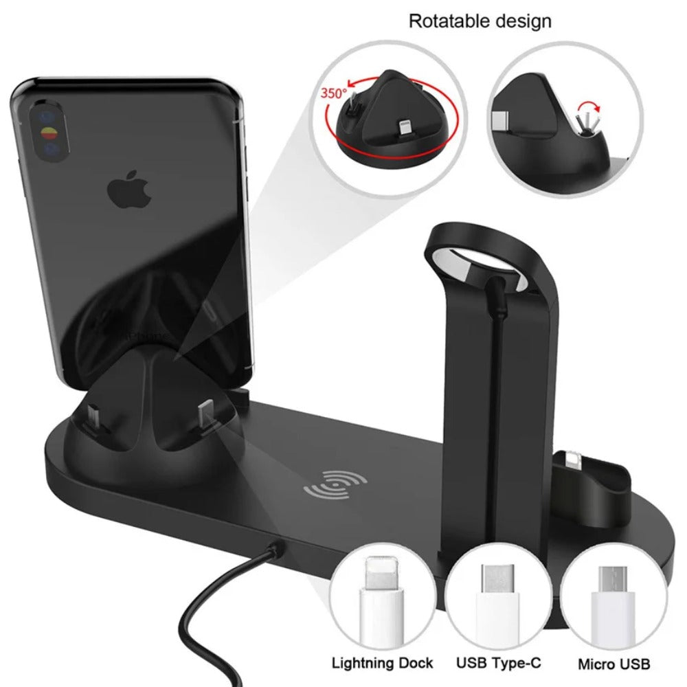 5-in-1 Wireless Charger Stand for iPhone, Apple Watch, AirPods - Fast Charging Dock