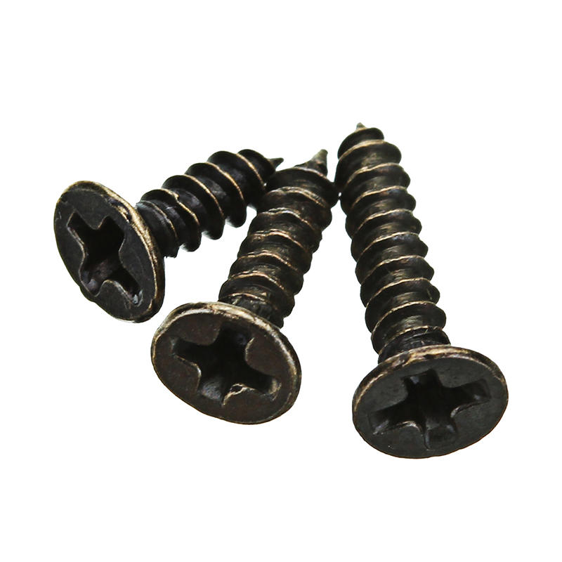 M2 6-10mm Bronze Self-Tapping Phillips Screws Tone Flat Head Round Rivet Wood Screws