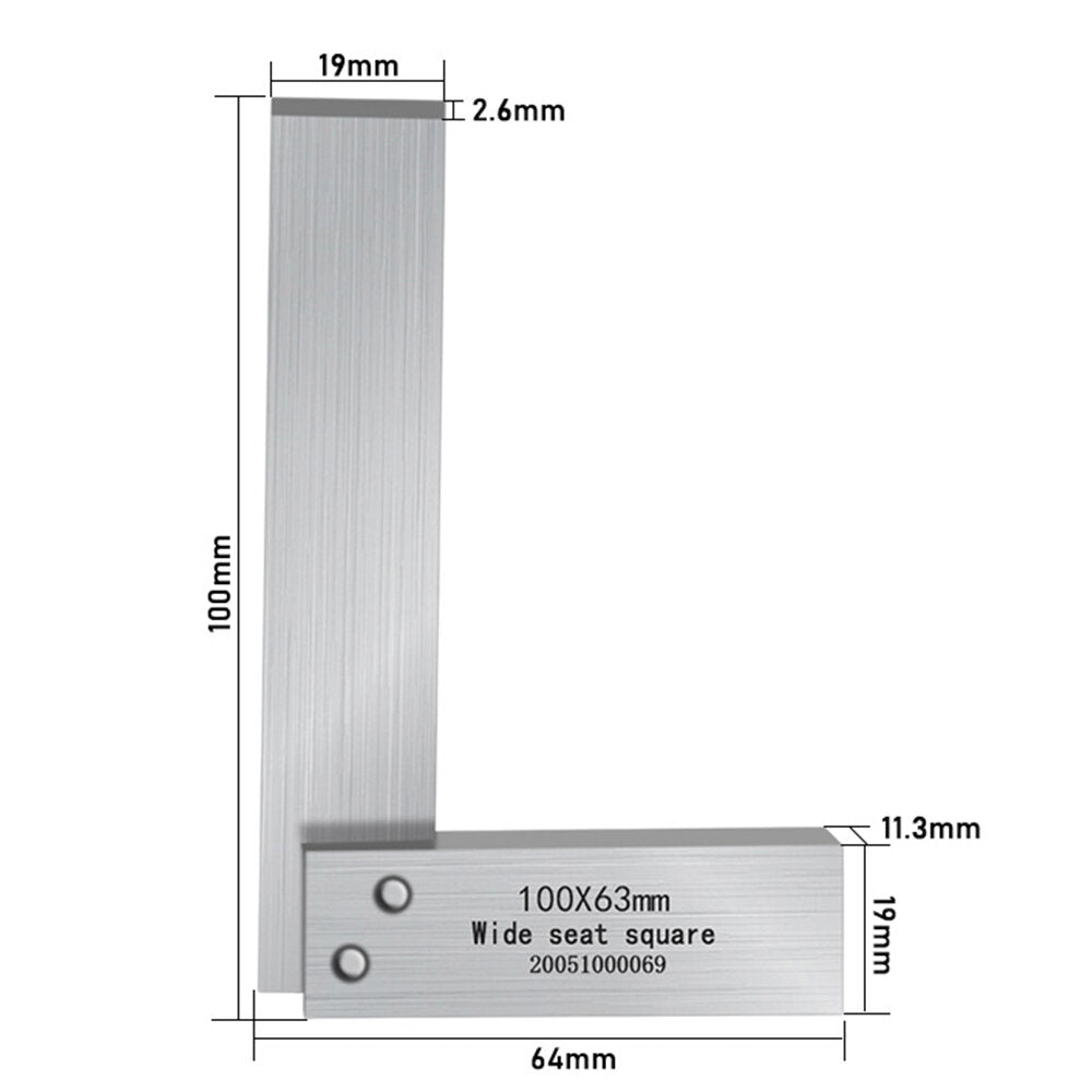 Square 90-degree square L-shaped ruler With ground seat hardened steel angle ruler