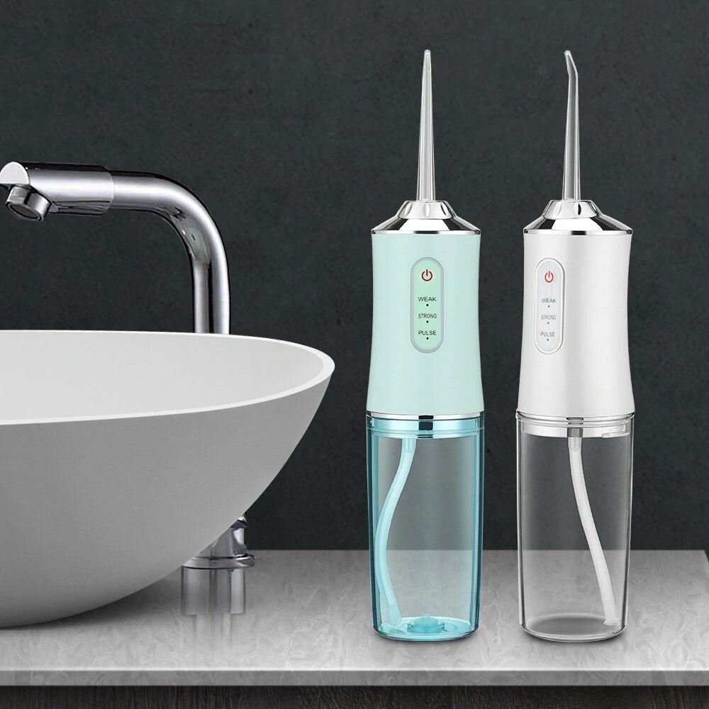 Cordless Water Flosser 220ml Oral Irrigator with 3 Modes, 4 Tips - IPX6 Waterproof USB Dental Cleaner for Home & Travel