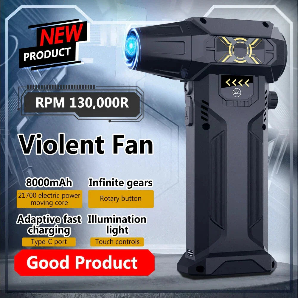 8000mAh 130000 RPM Powerful Turbo Fan Dust Blower Violent Turbo Fan High Speed Electric Dust Collector Blizzard High Speed Brushless