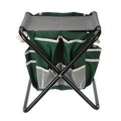 12.2x15.4x13.4inch Folding Kneeler Seat Oxford Cloth Camping Chair Fishing Seat with Detachable Storage Organizer Tool Tote Bag For Home Garden Yard
