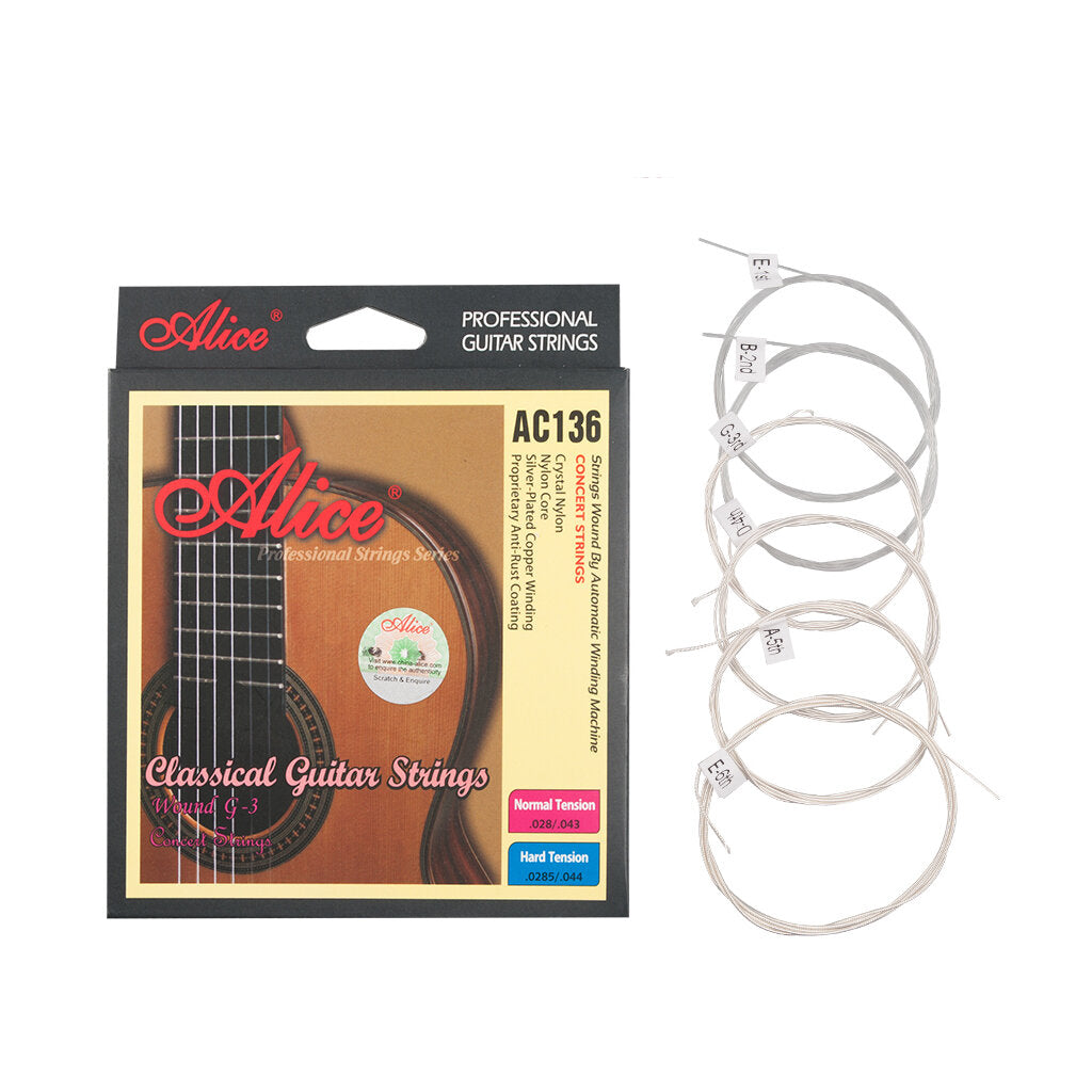 Classical Guitar Strings Crystal Nylon Strings Silver-Plated Copper Wound 6 Strings