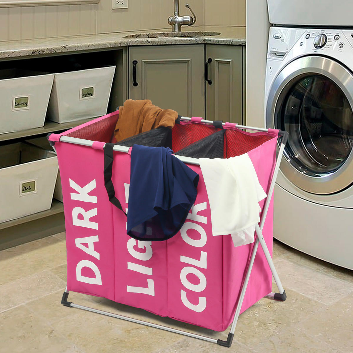 Cloth Lattice Laundry Basket Three Dirty Clothes Home Furnishing Lint Dirty Clothes Storage Baskets