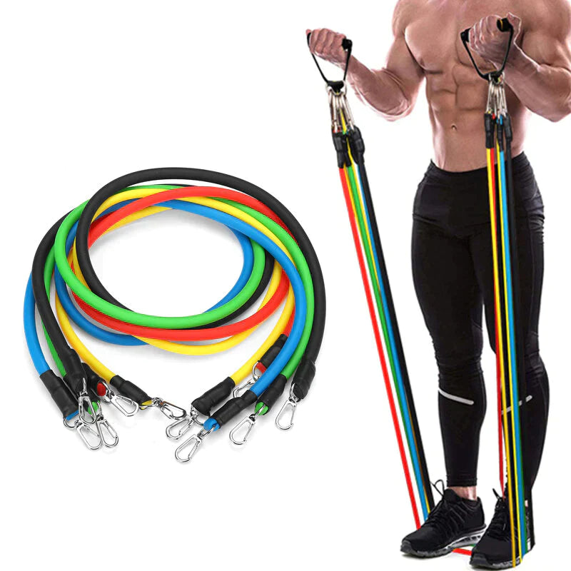 11pc Multi-functional Resistance Bands Set Home Fitness Stretch Training Yoga Elastic Pull Rope